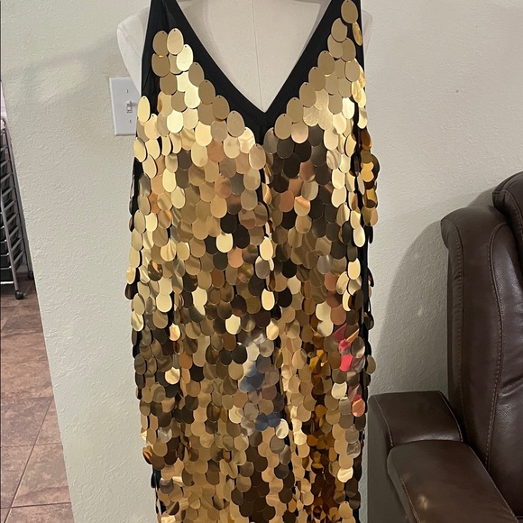 Ashley Stewart Black and Gold Sequin Dress - Picture 3 of 9